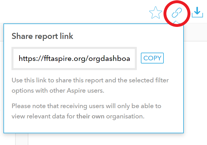 Share report link dropdown